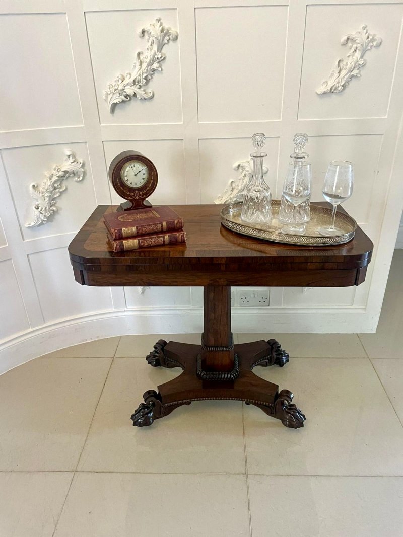 Quality Antique William IV Rosewood Card/Side Table - Image 6